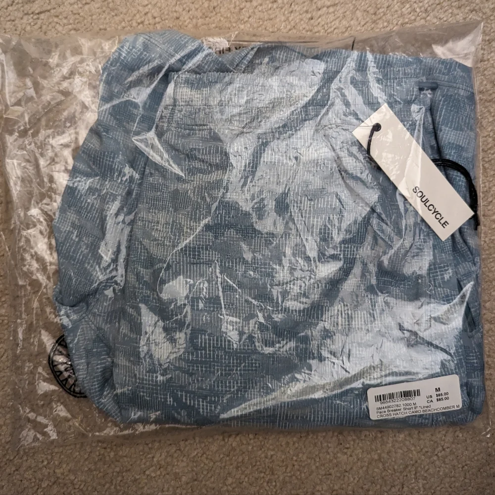Lululemon SoulCycle Mens Pace Breaker Short Cross Hatch Camp Beachcomber - Picture 3 of 5